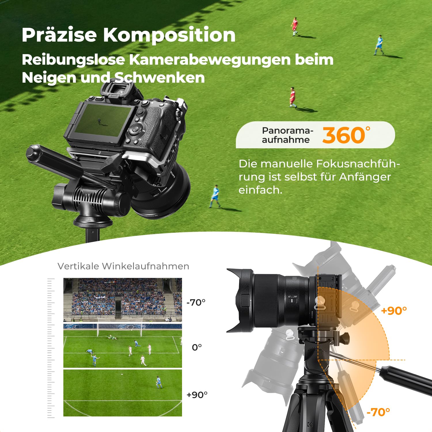 K&F CONCEPT Kamera Stativ S255A3+BV01, Leichtes Stativ mit Tasche,190cm Handy Stativ,Tripod für Canon Nikon Sony Kamera/DSLR/Camcorder, Stativ für Smartphone,Reisestativ mit Handy-Tablet-Halterung
