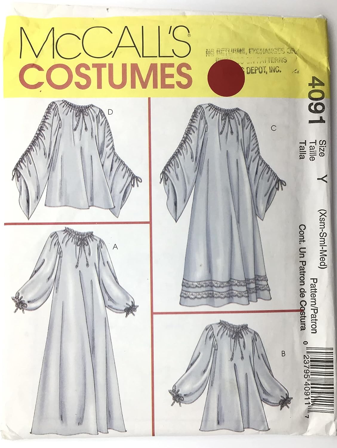 McCall's Patterns M4091 Misses' Chemise in 2 Lengths, Size Y (XSM-SML-MED)