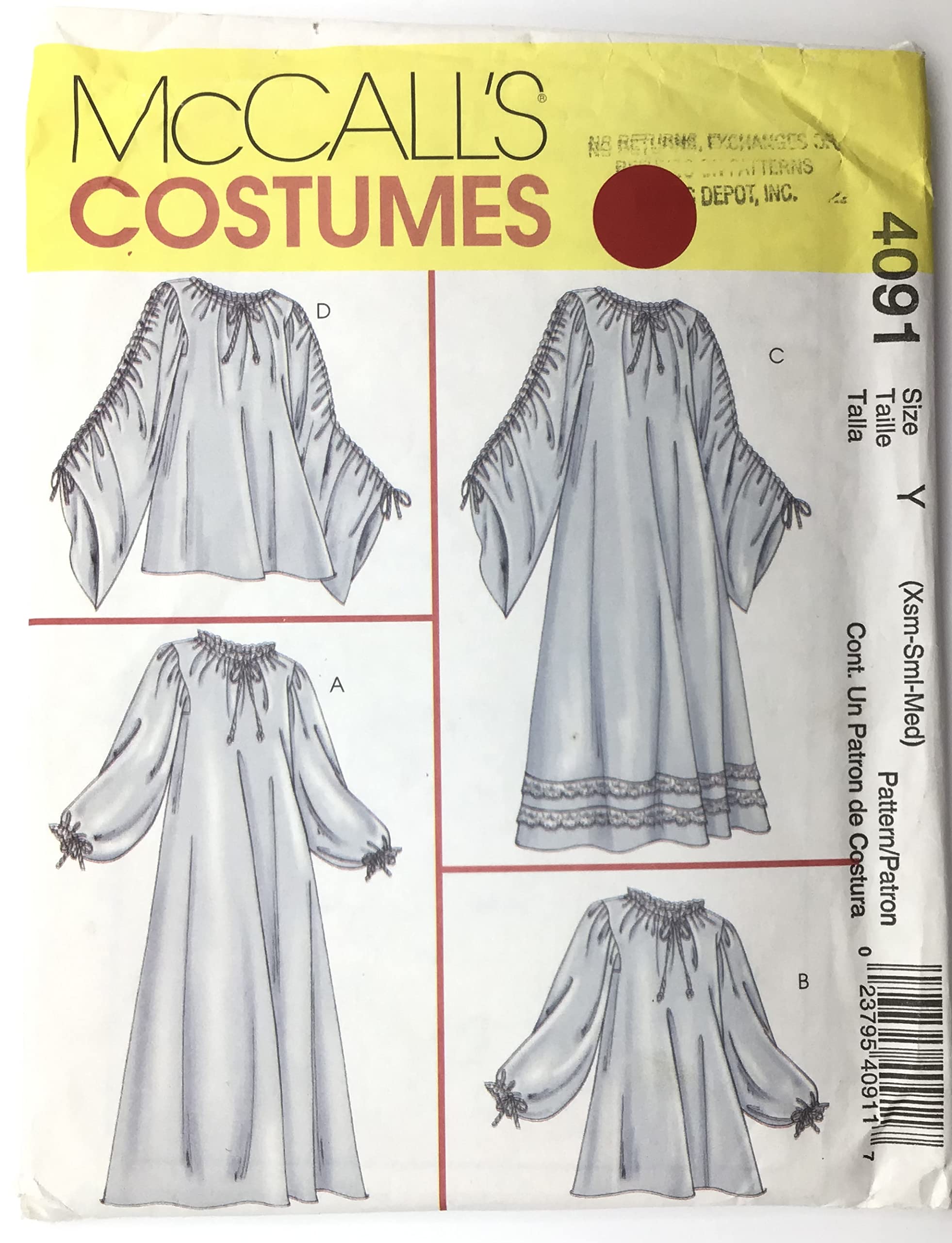 McCall's Patterns M4091 Misses' Chemise in 2 Lengths, Size Y (XSM-SML-MED)