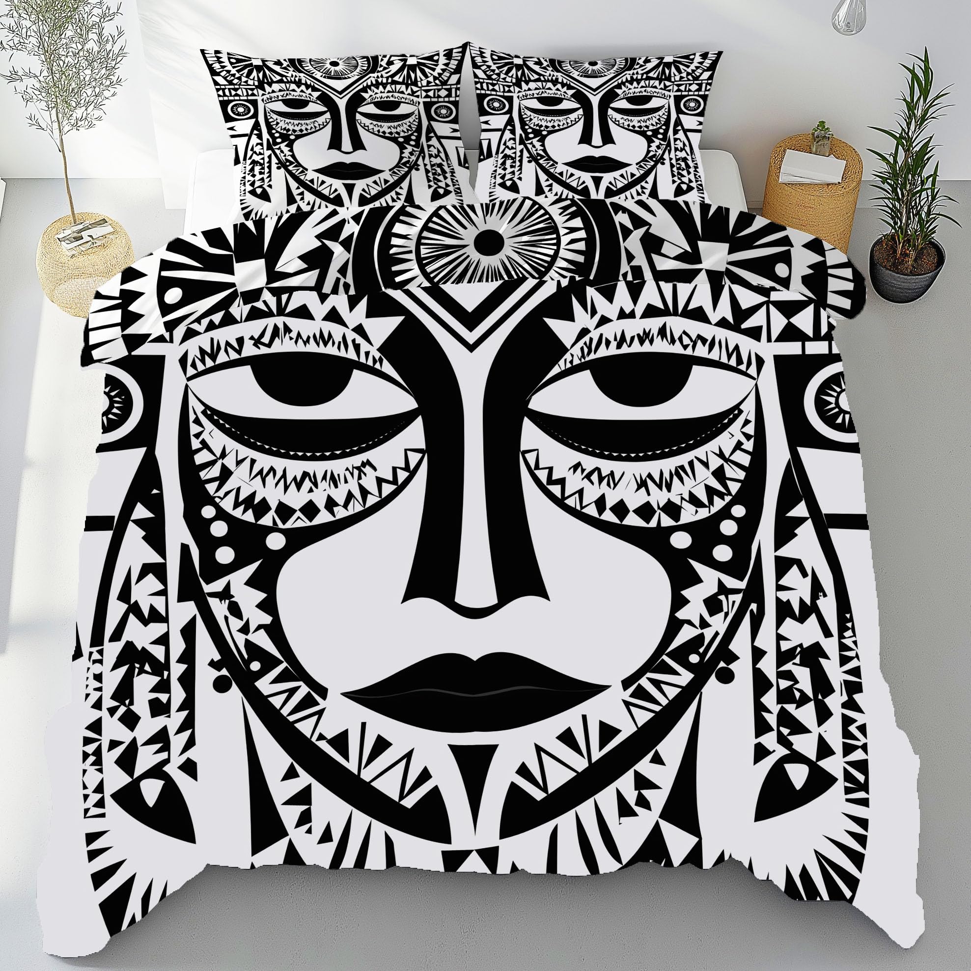 Parure de lit 240x260 cm visage abstrait pour une chambre moderne et épurée cet été