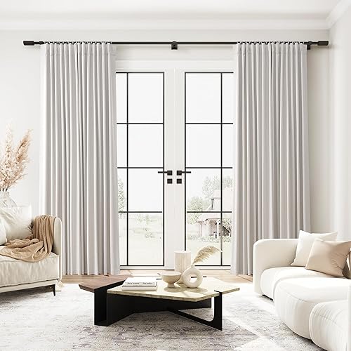 Miniatura 7 de Cortinas 100% opacas para dormitorio de 84 pulgadas de largo, 2 paneles de cortinas de lino sintético, cortinas opacas con aislamiento térmico,