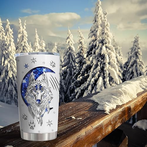 Miniatura 3 de Vaso de regalo de lobo de 20 onzas, 1 unidad, regalos de lobo para niñas, regalos de lobo para hombresmujeres, regalos de lobos, regalos únicos de