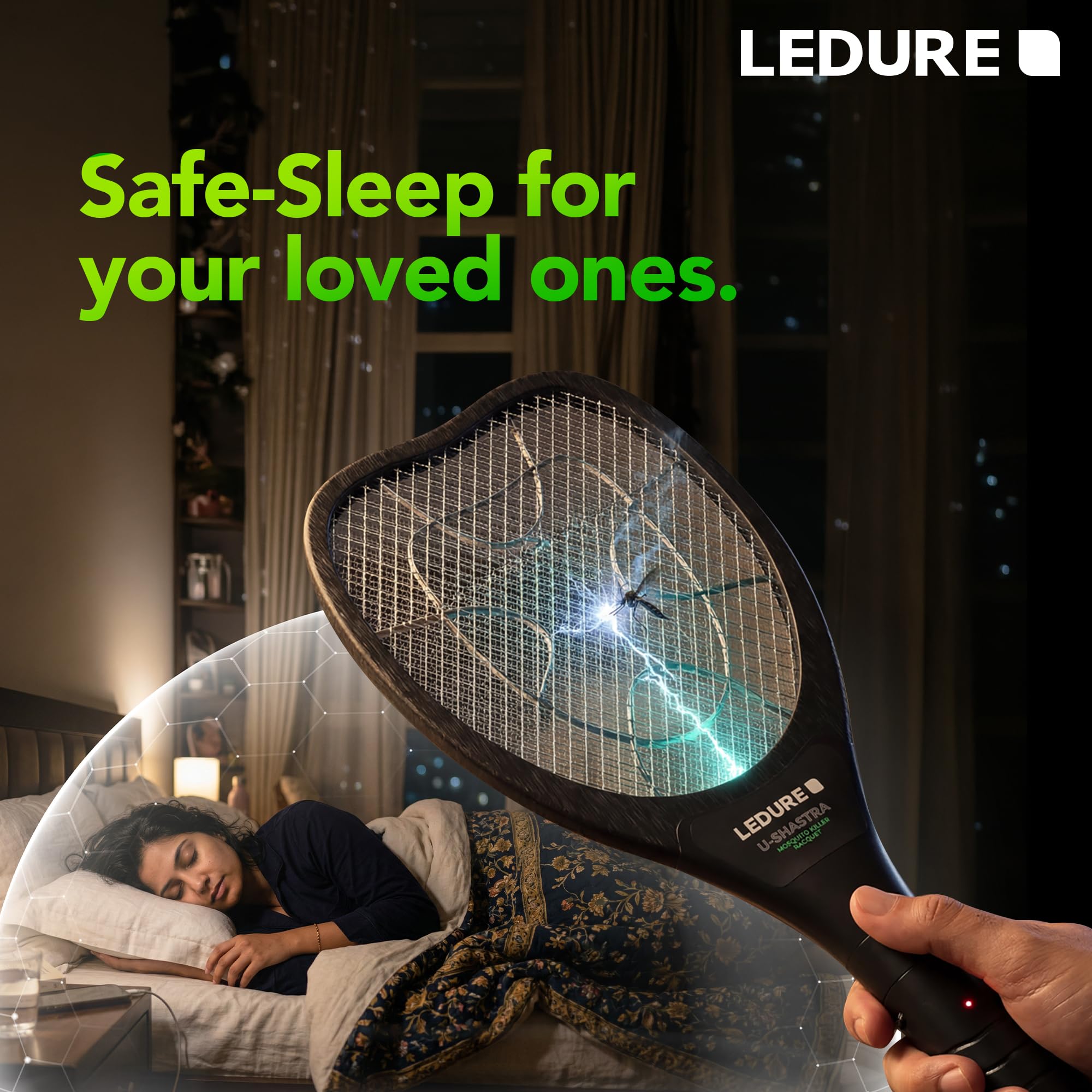 Ledure U Mosquito Racket|Rechargeable Mosquito Bat|6 Months Warranty|Pack-1 3