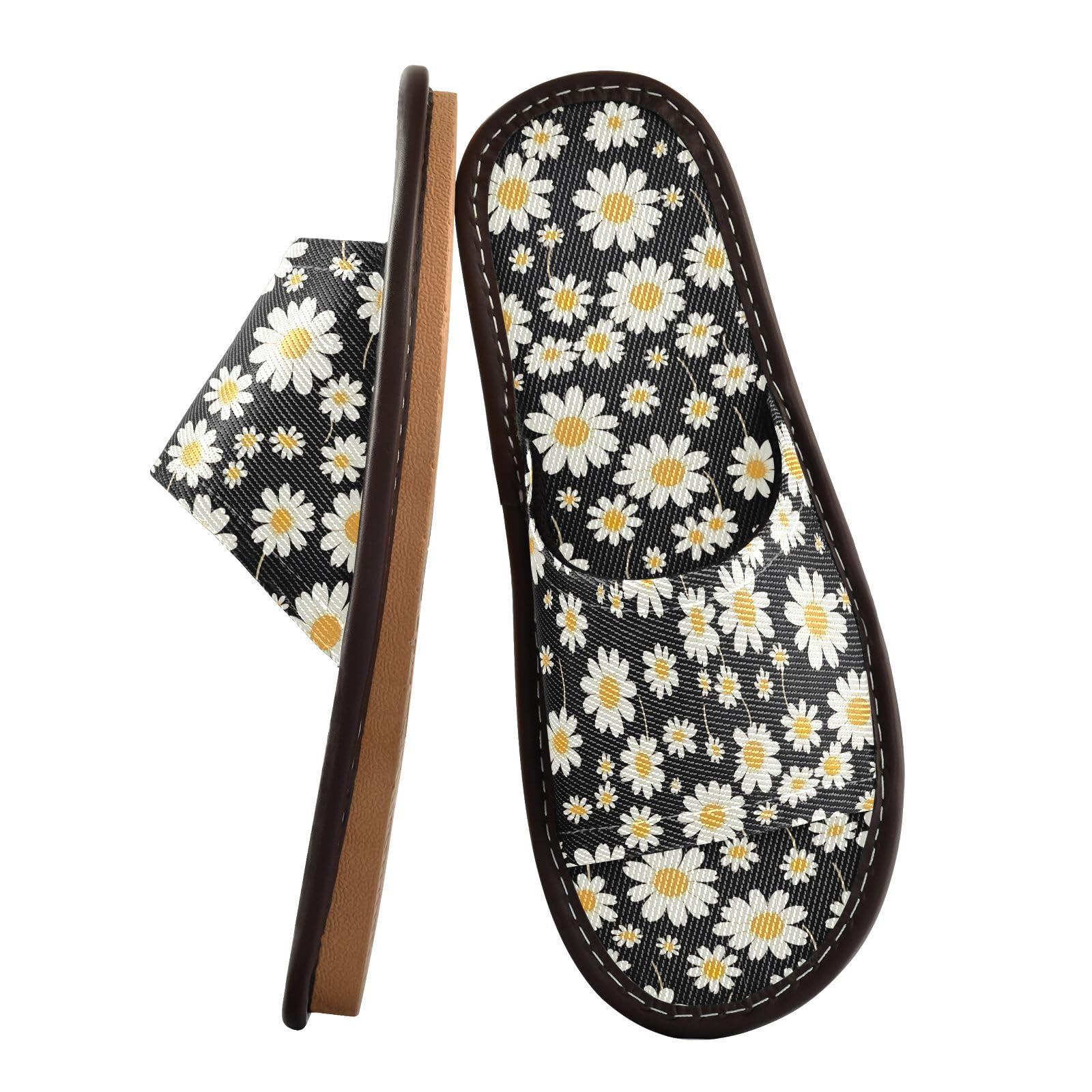 CHIFIGNO Spa Shoes for Indoor with Non-slip Sole, Indoor Slippers for Women Men Size 9-10