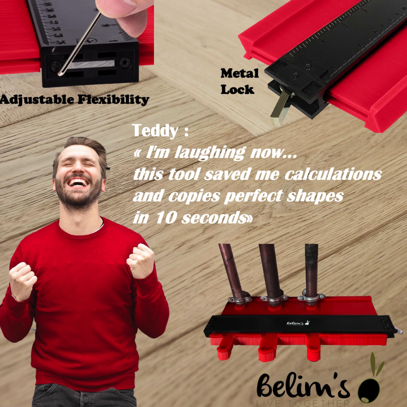 Adjustable Lock Contour Gauge Profile Duplicator Tool Alloy Edge