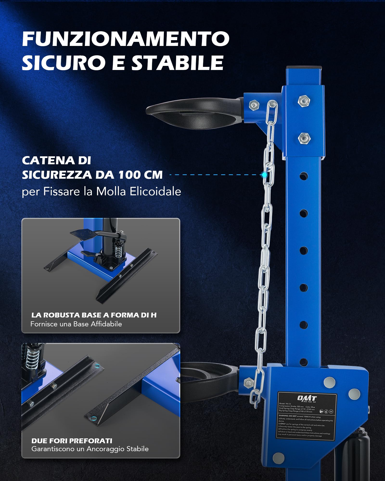Orion Motor Tech 4.5T Compressore a Molla Idraulico Professionale Compressore Automatico Molla Elicoidale, Compressore per Molle e Ammortizzatori con 4 Fermagli a Molla per Auto, Camion e SUV