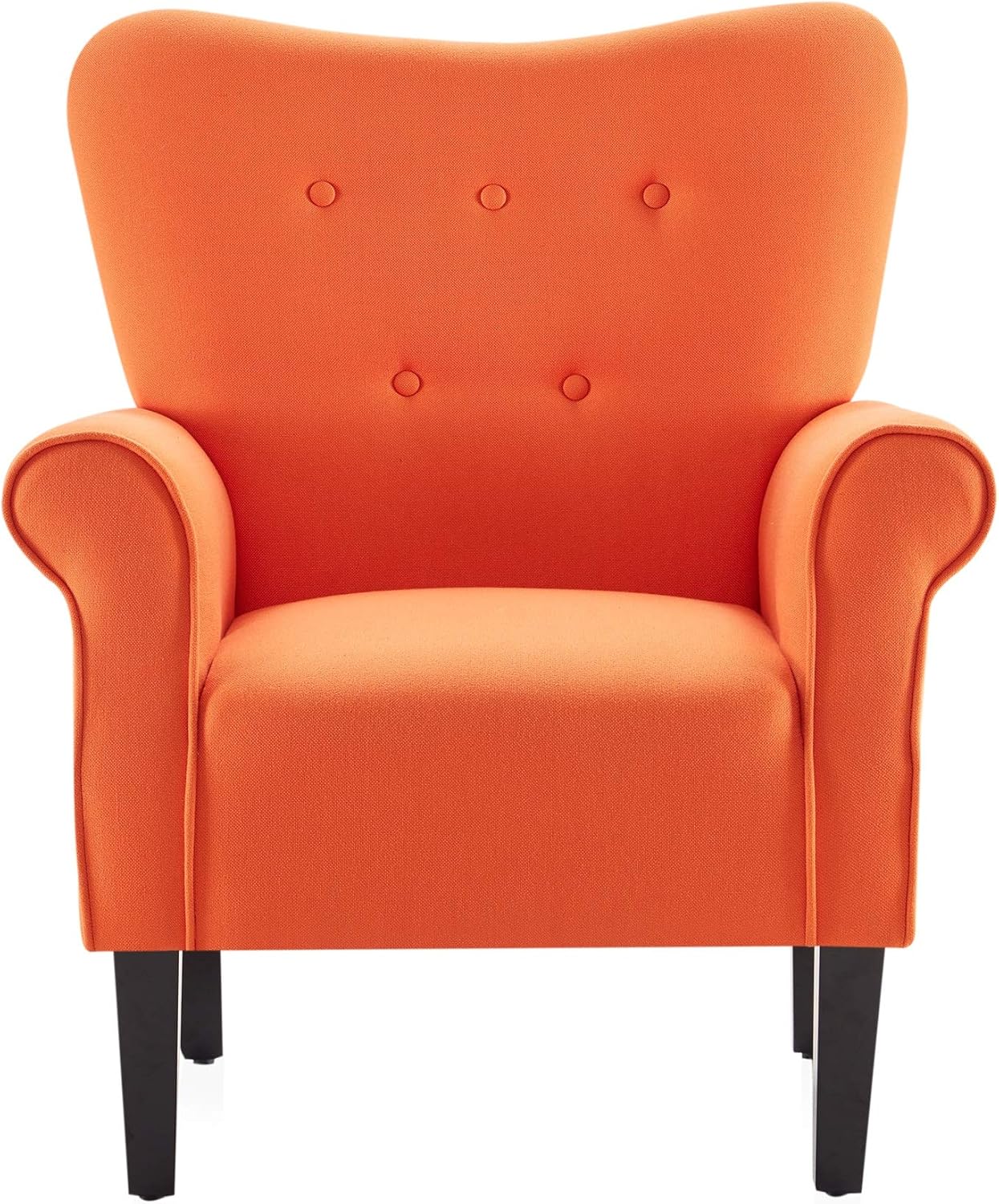 BELLEZE Modern Accent Chair Armchair for Living Room or Bedroom with Wooden Legs, High Back Rest, Padded Armrest, and Comfortable Cushioned Seat - Allston (Orange) : Home & Kitchen