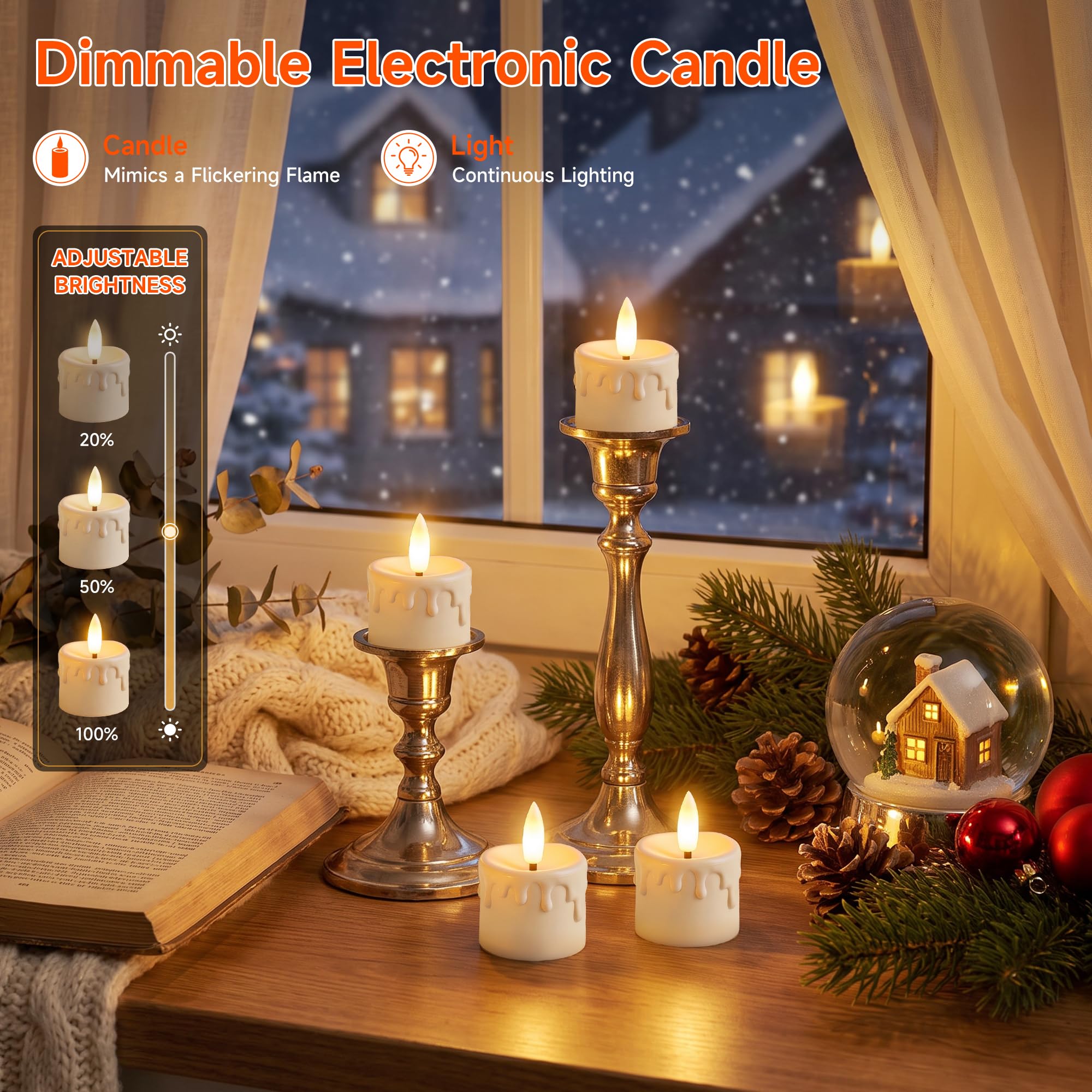 Ketom Set di 12 Candele LED Fiamma Oscillante, Candela LED Ricaricabile USB | Candele LED con Telecomando, Lumini Candele Elettriche, Dimmerabile, Timer, Realistiche Candele Halloween, Natale, casa