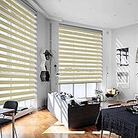 Vista 2 de Persianas tipo cebra sin cordones opacas (70 %) con control de luz, persianas enrollables de privacidad, cenefa de casete, cortinas de doble capa