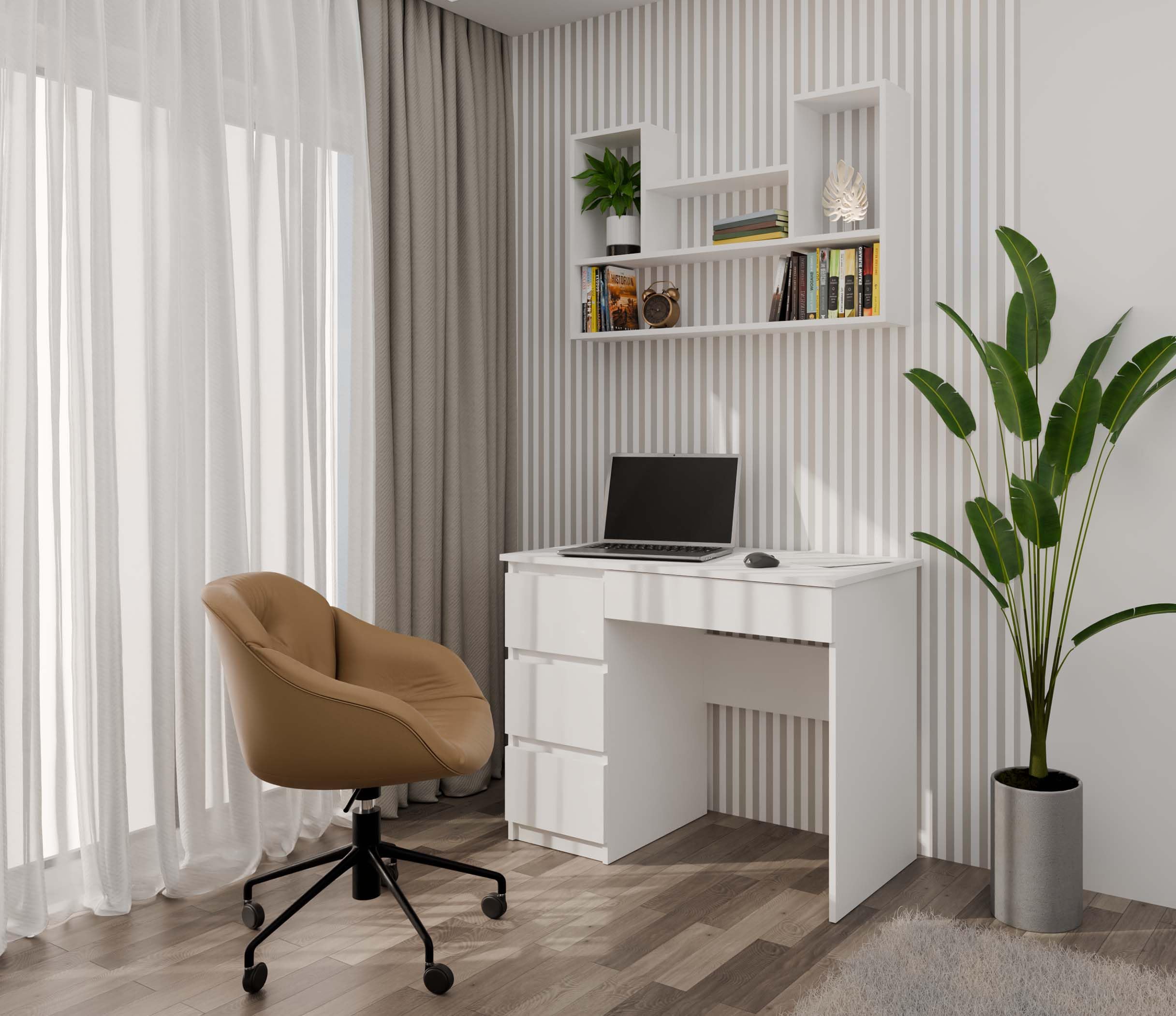 CDF Bilbao 4P - Estantería colgante (4 unidades), color blanco, para salón, oficina y estudio, estantería para libros y juguetes, moderna, ideal para habitaciones infantiles, habitaciones para