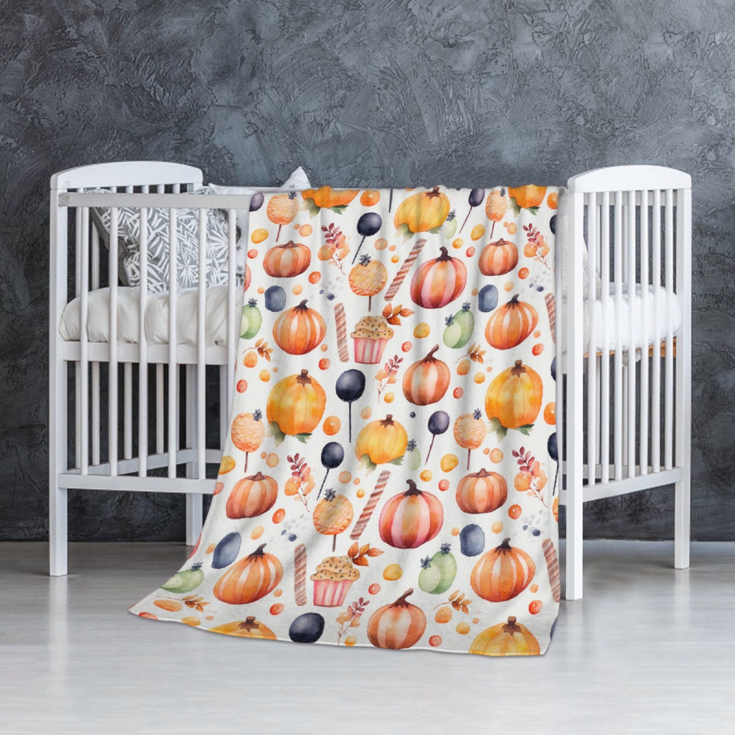 Halloween Pumkins Baby Blanket Gifts Super Soft Swaddle Newborn Cozy Baby Receiving Blanket Stroller Throw Blanket for Crib 40x30 in for Puppy