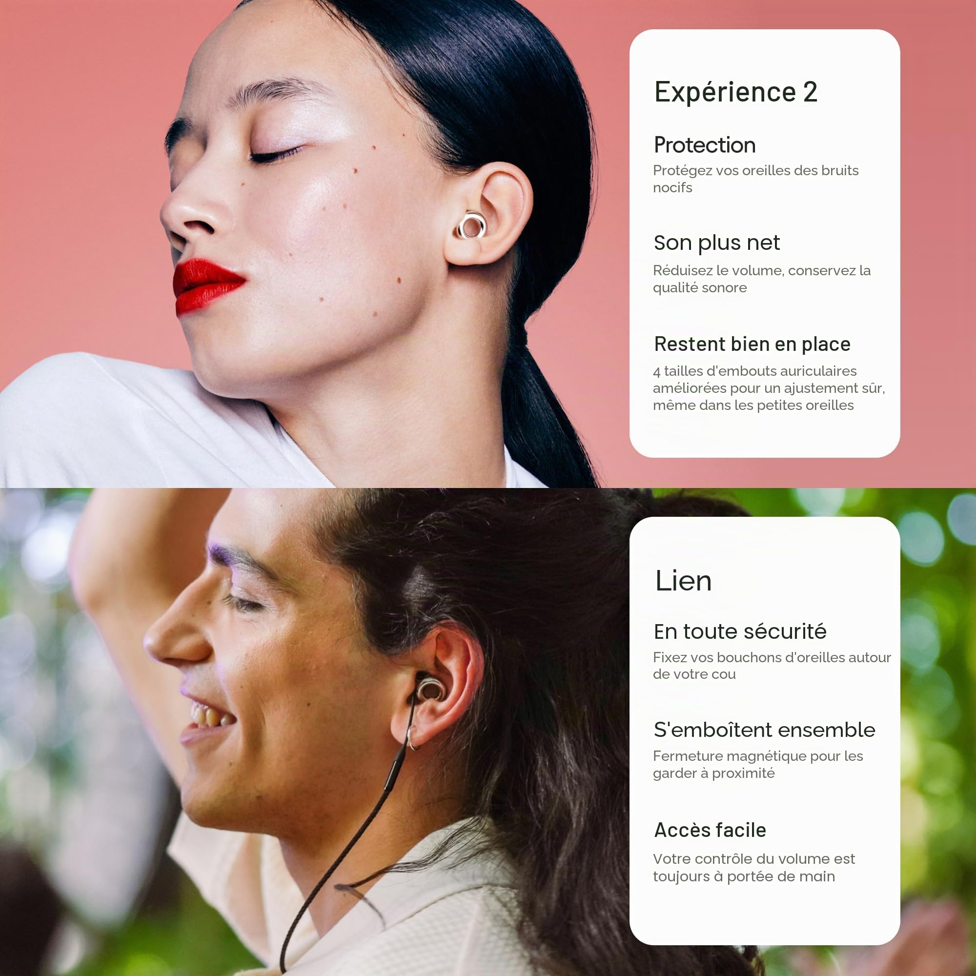 Loop Earplugs, coffret Experience Link – Experience 2 + Link | Bouchons d’oreille réutilisables pour la sensibilité au bruit, les concerts, spectacles, festivals, la conduite à mot