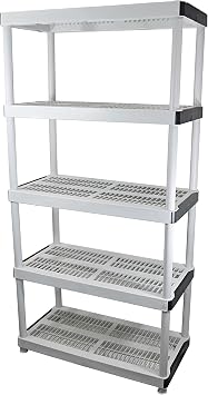 HDX 36 x 72 5-Tiered Ventilated Plastic Storage Shelving Unit w/ Raised Feet and Tool-Free Assembly