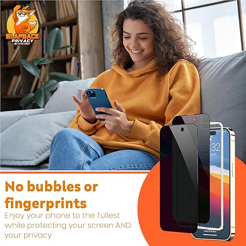 Miniatura 6 de Slapback Protector de pantalla de privacidad prémium para iPhone 14 Pro Max 2 unidades pantalla de 6.7 pulgadas vidrio templado de dureza 9H