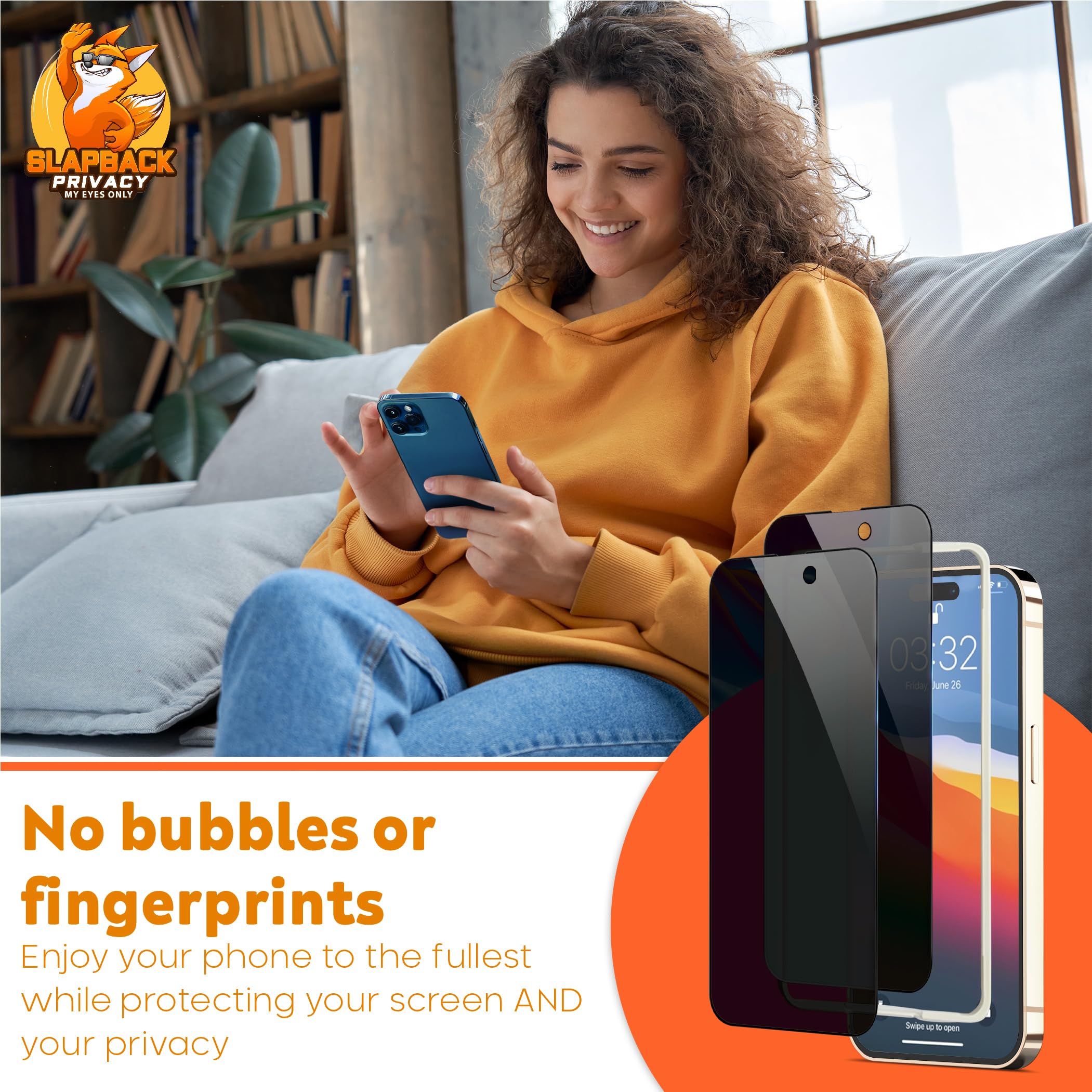 Slapback - Protector de pantalla de privacidad premium para iPhone 14 Pro Max [2 unidades] [pantalla de 6.7 pulgadas] Anti-espía 28 grados opaco dureza 9H cobertura completa vidrio templado fácil de