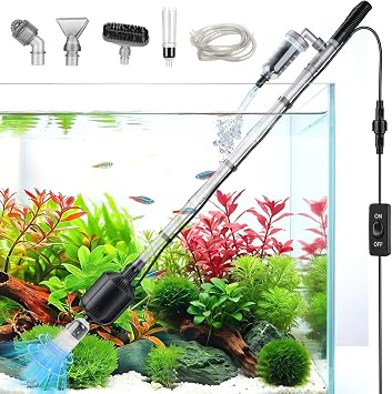 hygger 5 in 1 Electric Aquarium Gravel Cleaner, 360GPH Automatic Fish Tank Vacuum Water Changer, Vacuum Water Changer Sand Wash Filter 15W, Adjustable Length