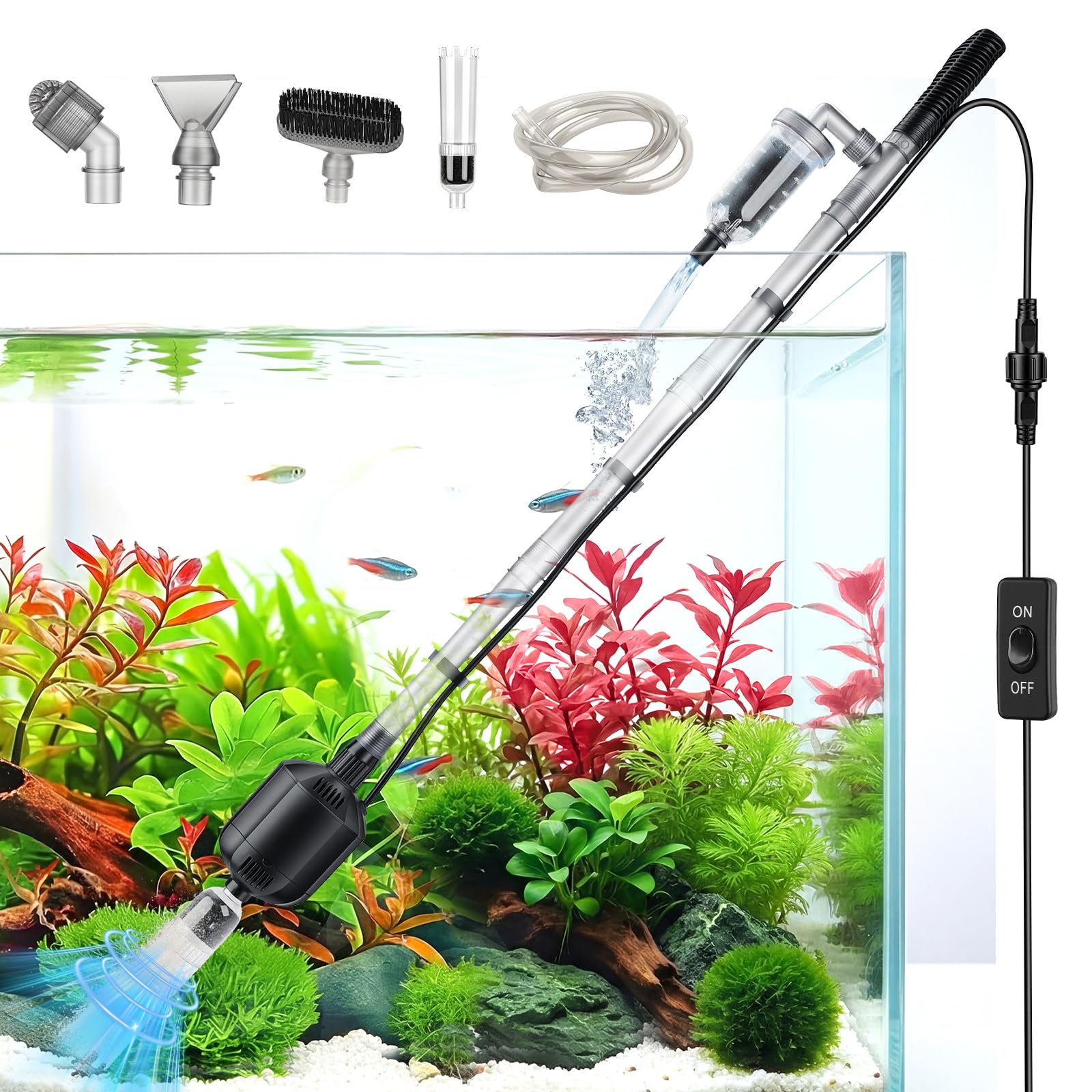 Hygger 5-in-1 360GPH Electric Aquarium Gravel Cleaner