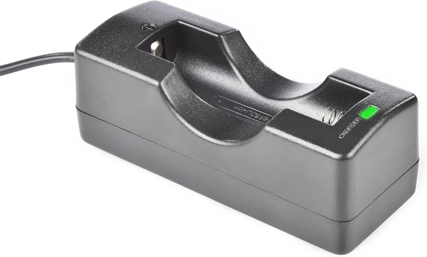 Brite Strike – 18650 Fast Charger - for Rechargeable Lithium-Ion Battery with Green LED Indicator Light – 4 to 6 hrs Recharge Time, Desktop Mounting Style - Includes AC Adapter and Cord – Black