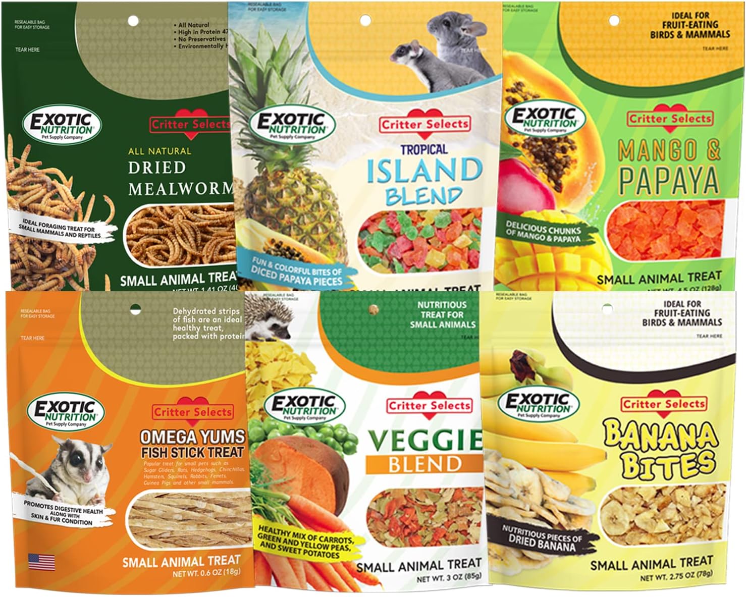 Treat Assortment 6 Pack Pet Treat with Mix of Dried