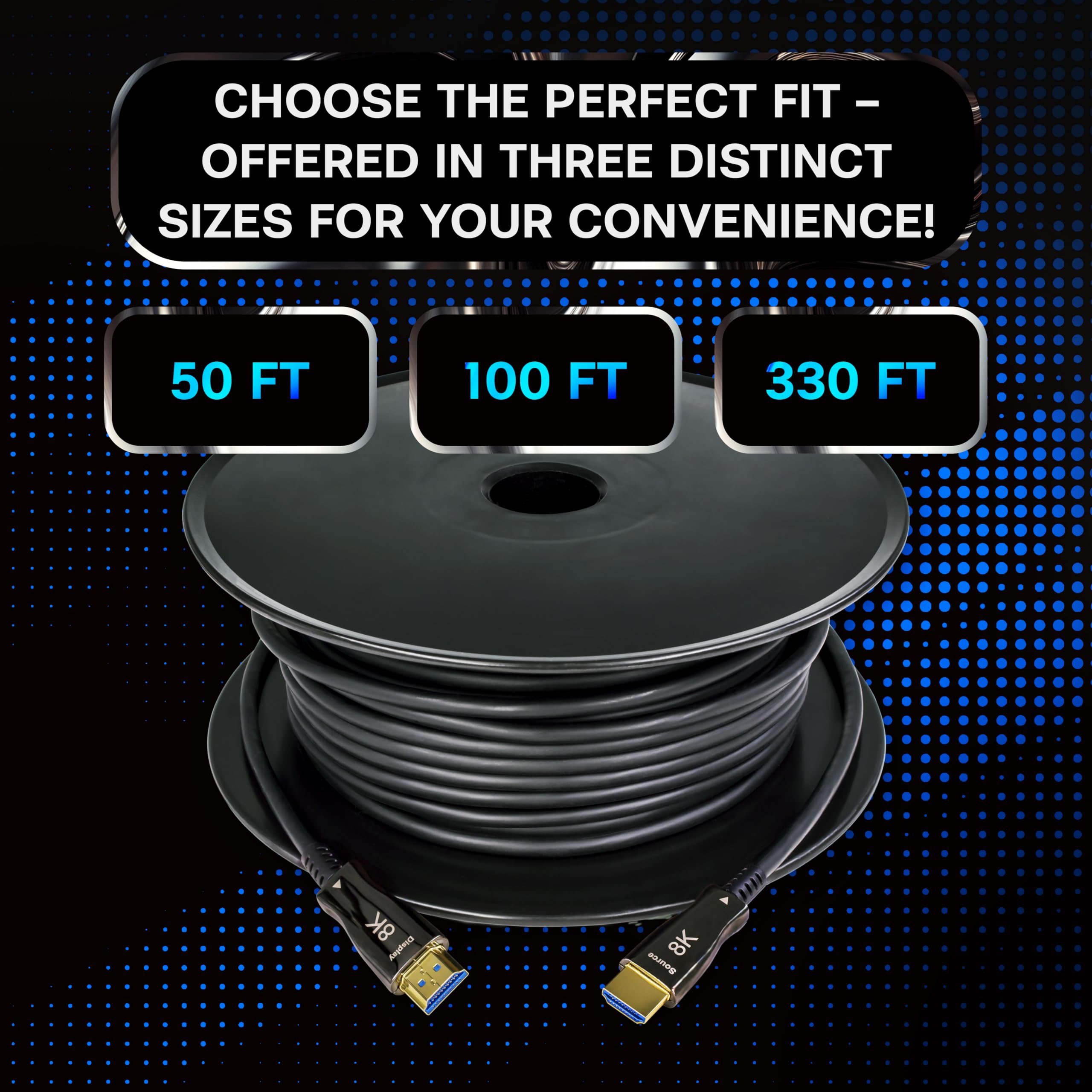 SatelliteSale Cavo HDMI 2.1 in fibra ottica 8K, ad alta velocità, 48 Gbps, 8K a 60 Hz, 4K a 120 Hz, HDR dinamico 10, eARC, HDCP2.2, 4:4:4, compatibile con HDTV, monitor, proiettore (30 metri)