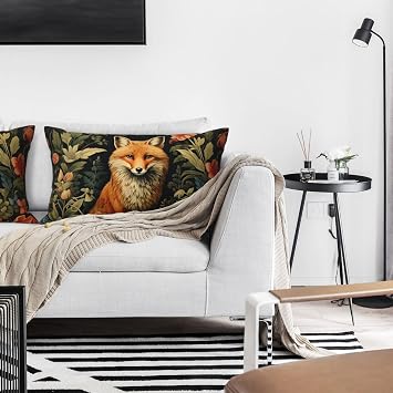 William Morris Forest Fox Throw Pillow Covers Decorative Outdoor Soft Pillowcases Home Decor Living Room Cushion Case for Bed Couch Car 12x20 Inch