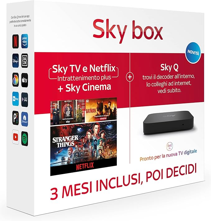 Sky box con 3 mesi di Sky TV e Netflix (Intrattenimento plus) + Sky