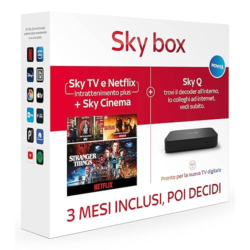 Immagine del prodotto Sky box con 3 mesi di Sky TV e Netflix (Intrattenimento plus) + Sky Cinema | Decoder Sky Q incluso