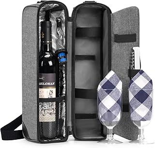 ALLCAMP Wine Bag - Insulated Cooler Bag with Wine Glasses, Bottle Opener & Wine Accessories for Wine Lovers - Portable Win...