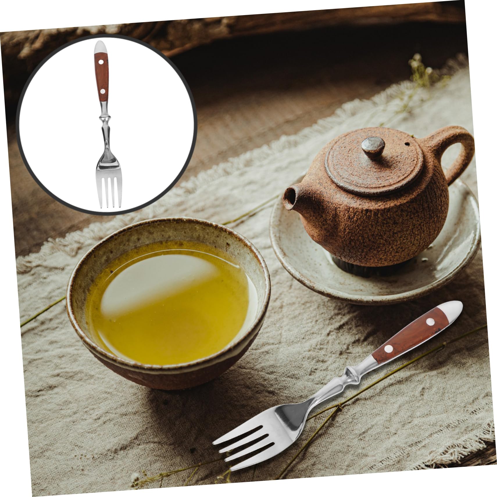 OSOLADY Stainless Steel Dessert Fork with Handle Portable Tea Forks for Appetizers Cakes and More Elegant Dining Cutlery for Cafes and Restaurants Stainless Steel