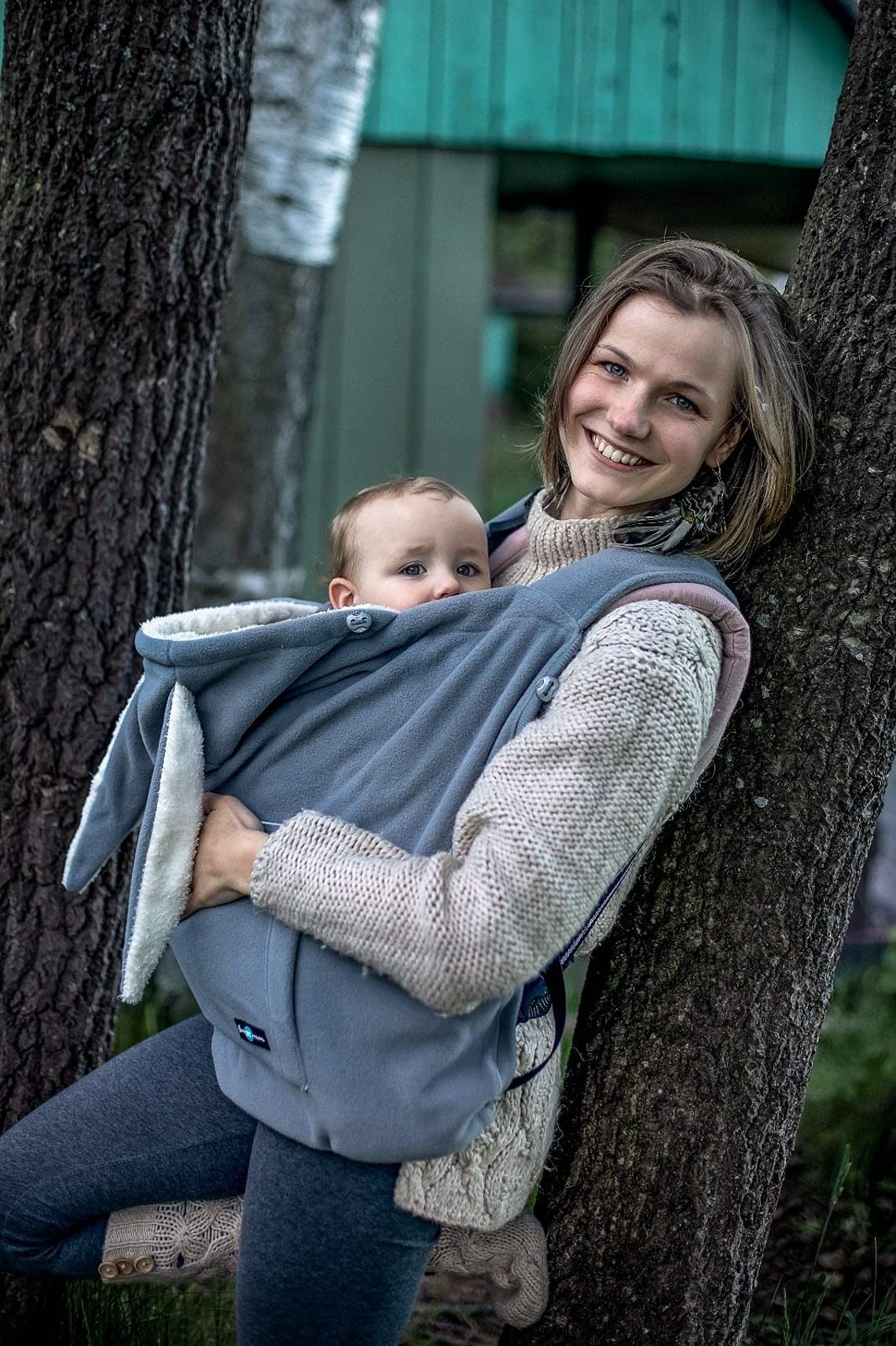 Fun2bemum Babywearing Baby Carrier Sling Cover All Weather Fleece Wrap (gris)