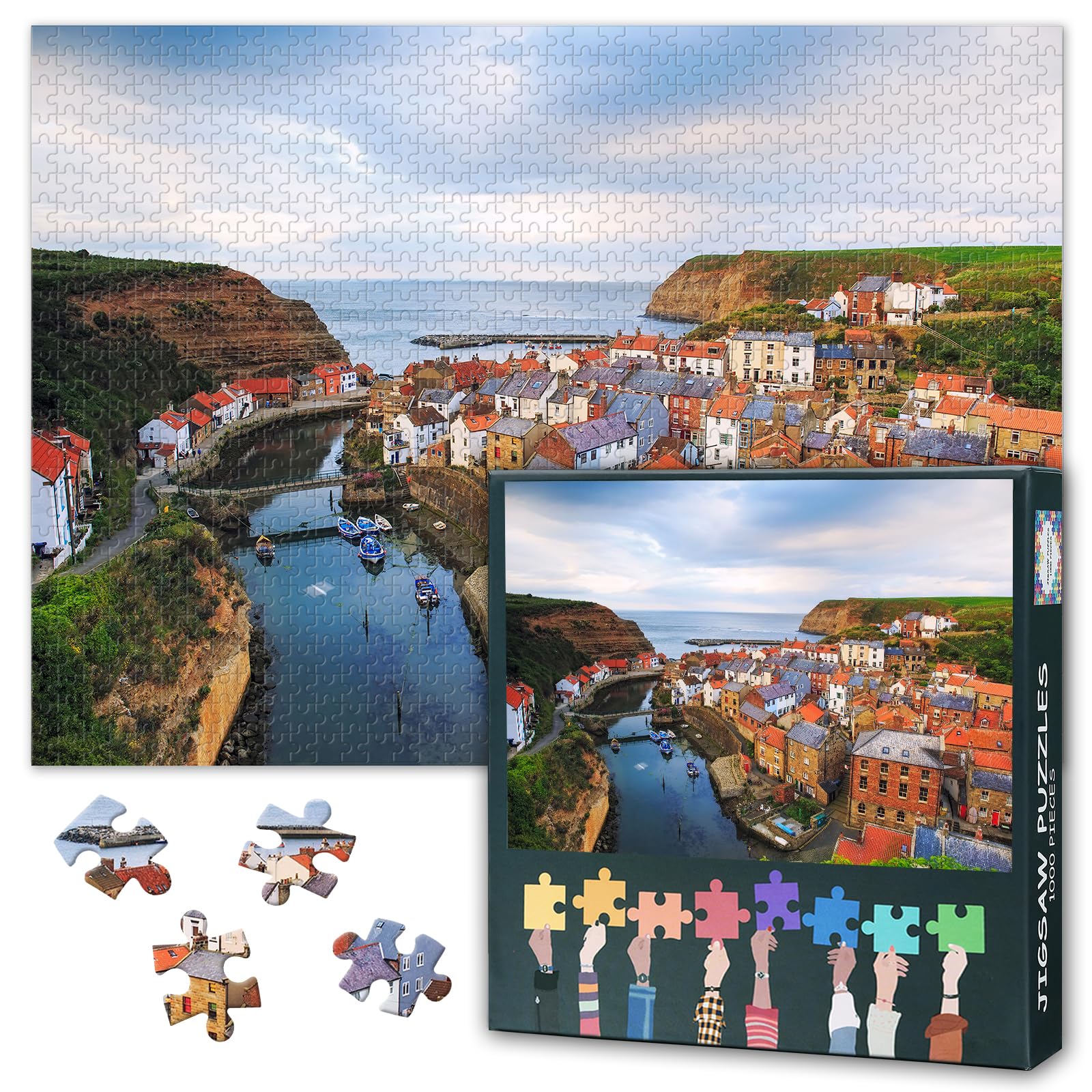 Staithes England Puzzles for Adults 1000 Pieces, Scarborough Borough of North Yorkshire Jigsaw Puzzles, Adult Puzzle for Adults, Educational Fun Games or Toys for Elders Friends 20X27 INCH โ image 1