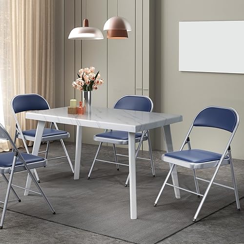 Miniatura 2 de VINGLI Paquete de 2 sillas plegables con asientos acolchados, marco de metal con asiento y respaldo de cuero PU, capacidad de 350 libras, juego de