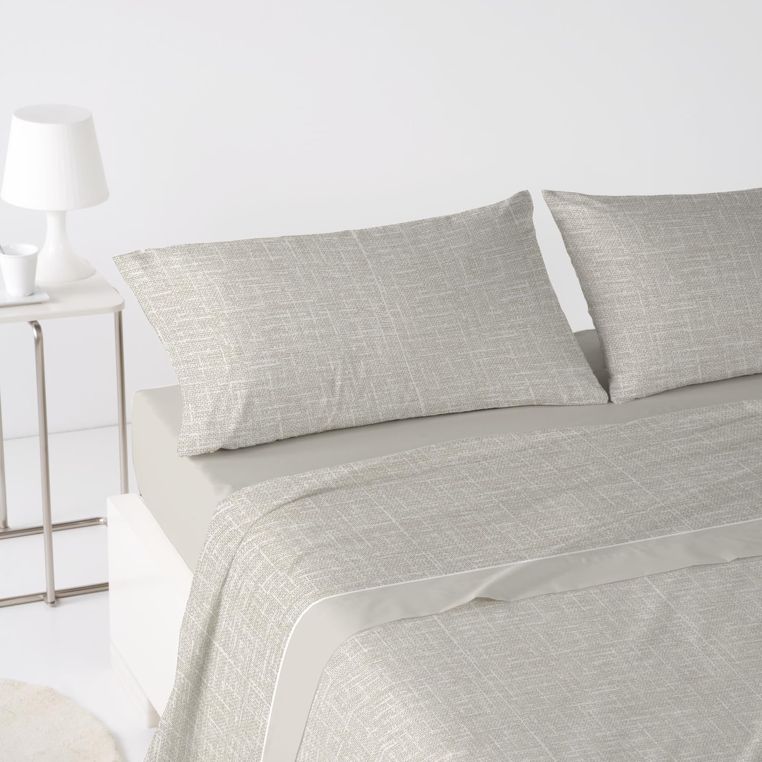 ANTILO TEXTIL - Juego de Sábanas - Color Beig - Cama 150/160 cm - Coralina - Incluye: Encimera, Bajera y 1 o 2 Fundas de Almohada (Beny Beig)