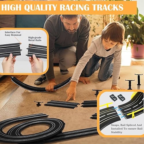 Miniatura 5 de Juego de carreras de autos eléctricos de 38.7 ft para adultos, juguete de carreras de alta velocidad a gran escala, juego de autos de ranura de 1/43