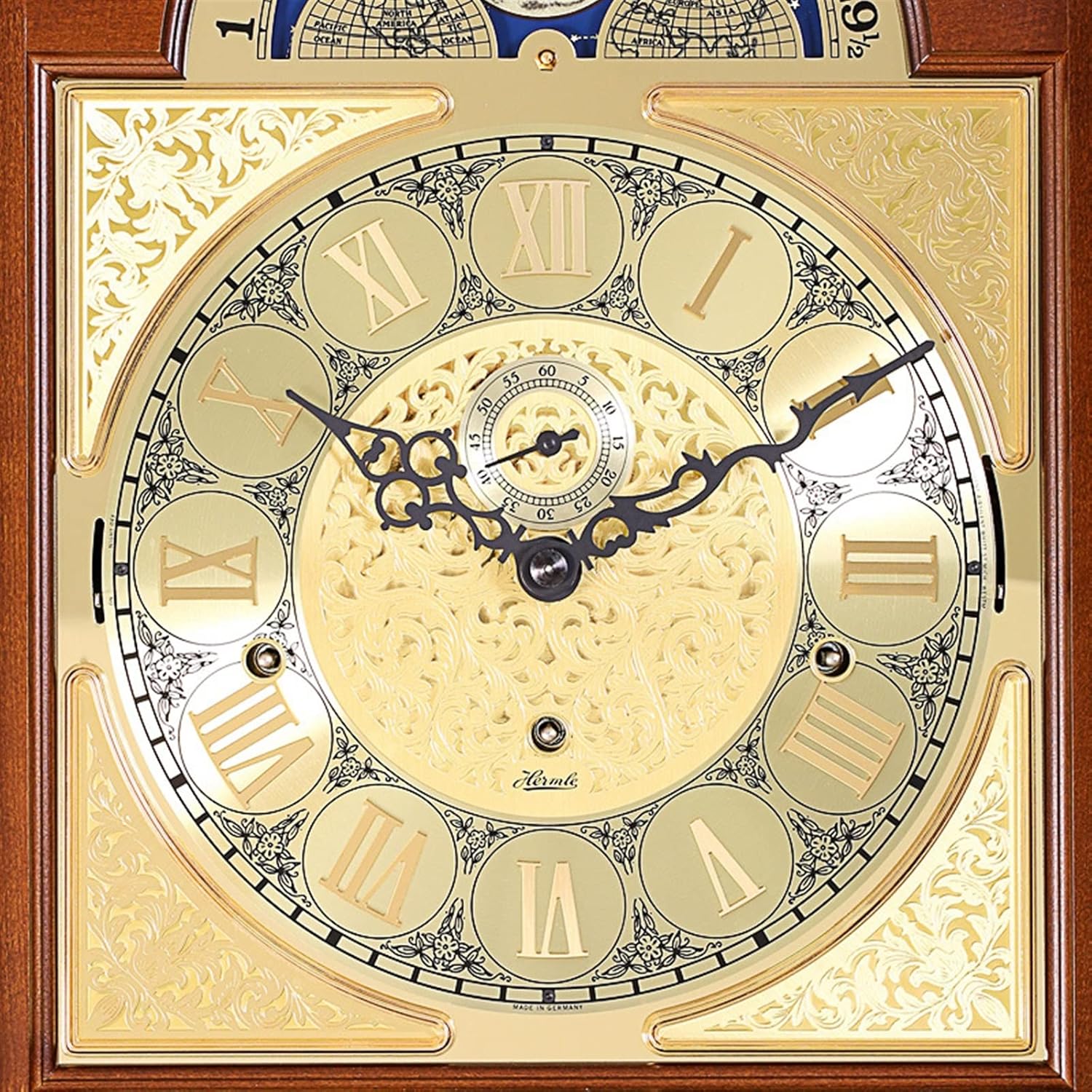 Grandfather Clock Wooden Clock, Brown Cherry Finish, White Dial, Acrylic Crystal, Roman Numerals, Vintage Home Decor Grandfather Alarm