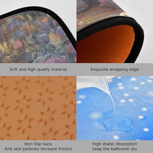 Miniatura 6 de Cat Sitting in Flowers Kitchen Mat 2 Pcs Set, Low Pile Kitchen Rugs Cushioned Water Absorbent Washable Floor Mats for Kitchen Sink Laundry Room