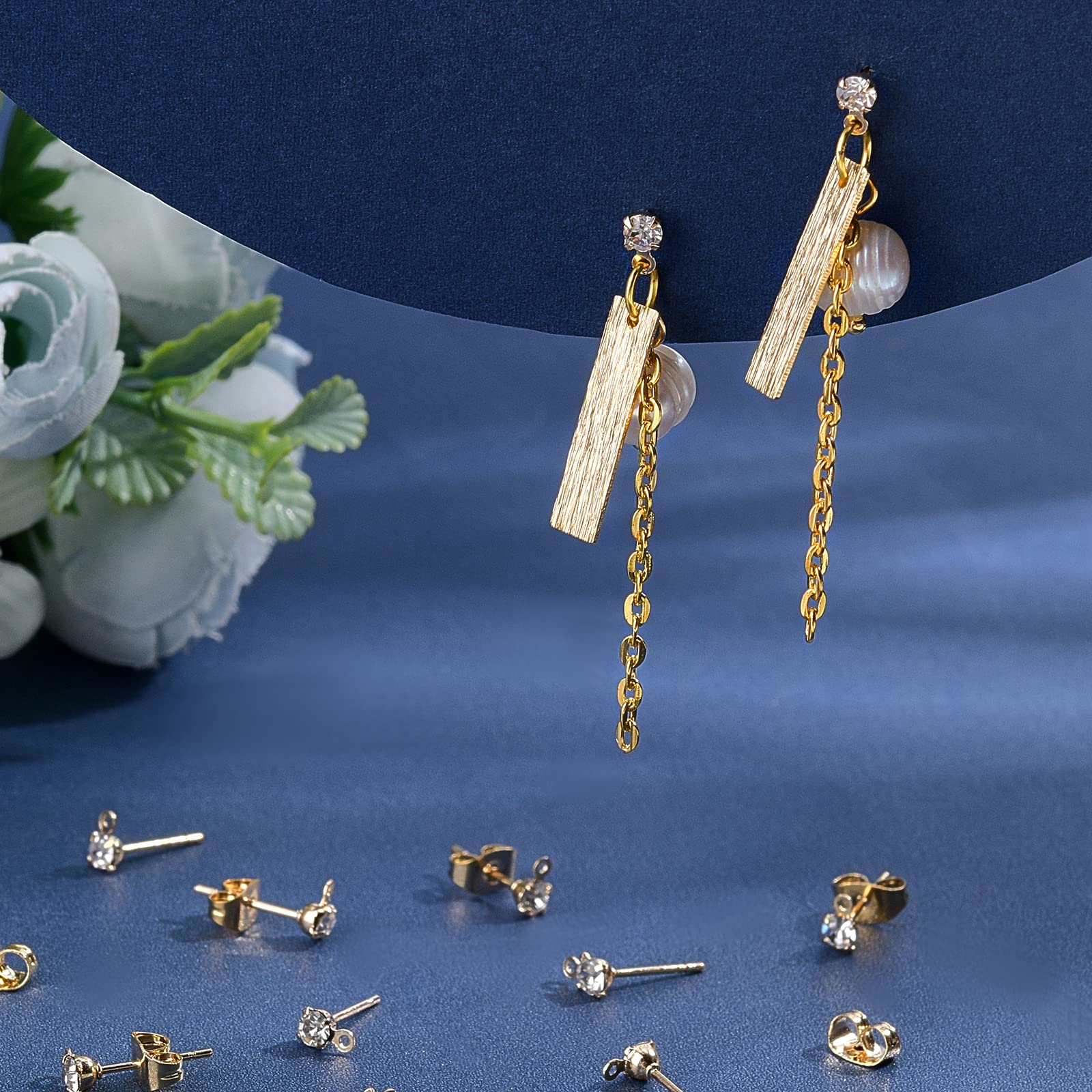 UNICRAFTALE 24 stuks messing oorknopjes met lus 18K vergulde