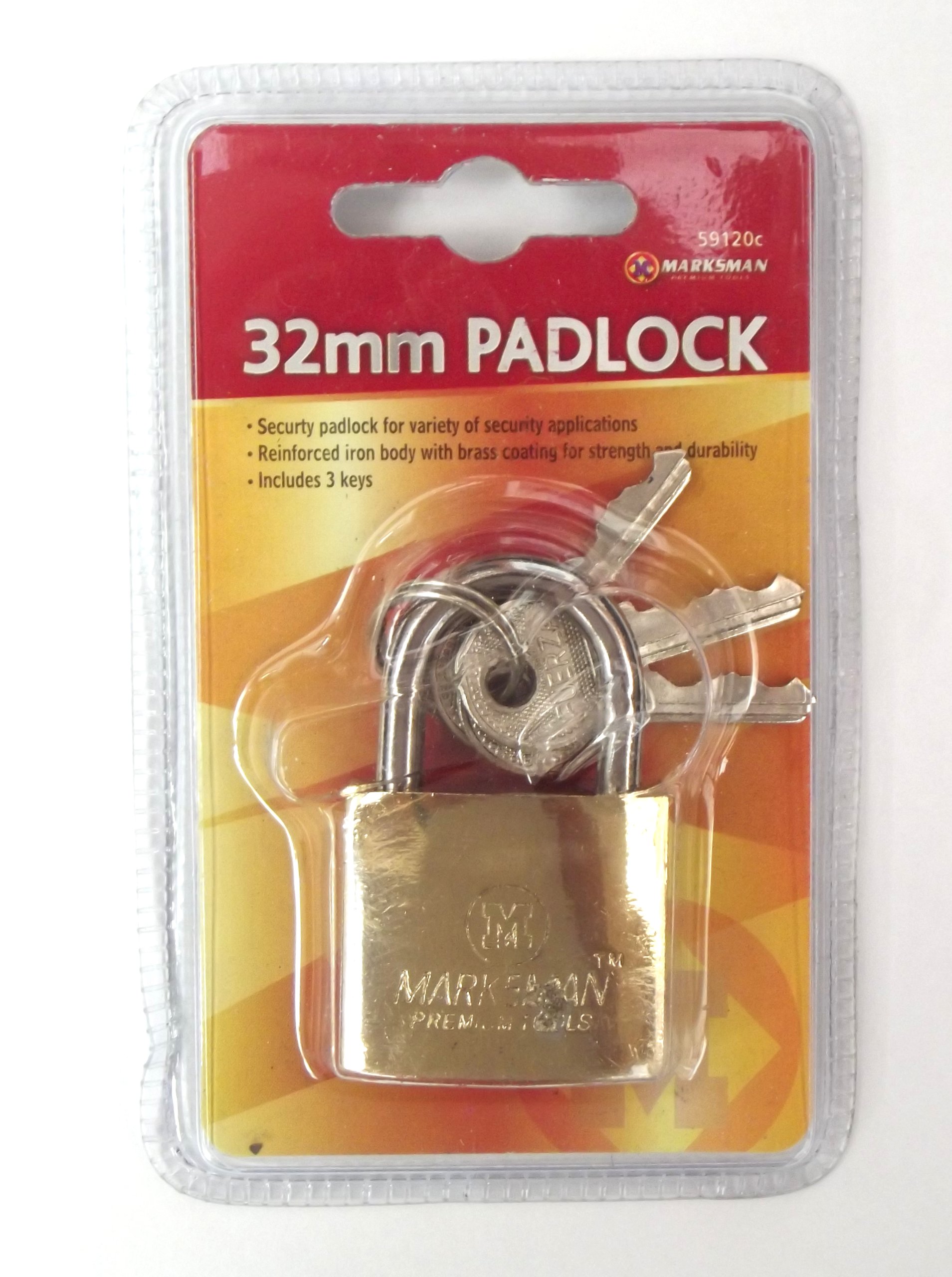 Marksman 59120C 32Mm Brass Coated Padlock