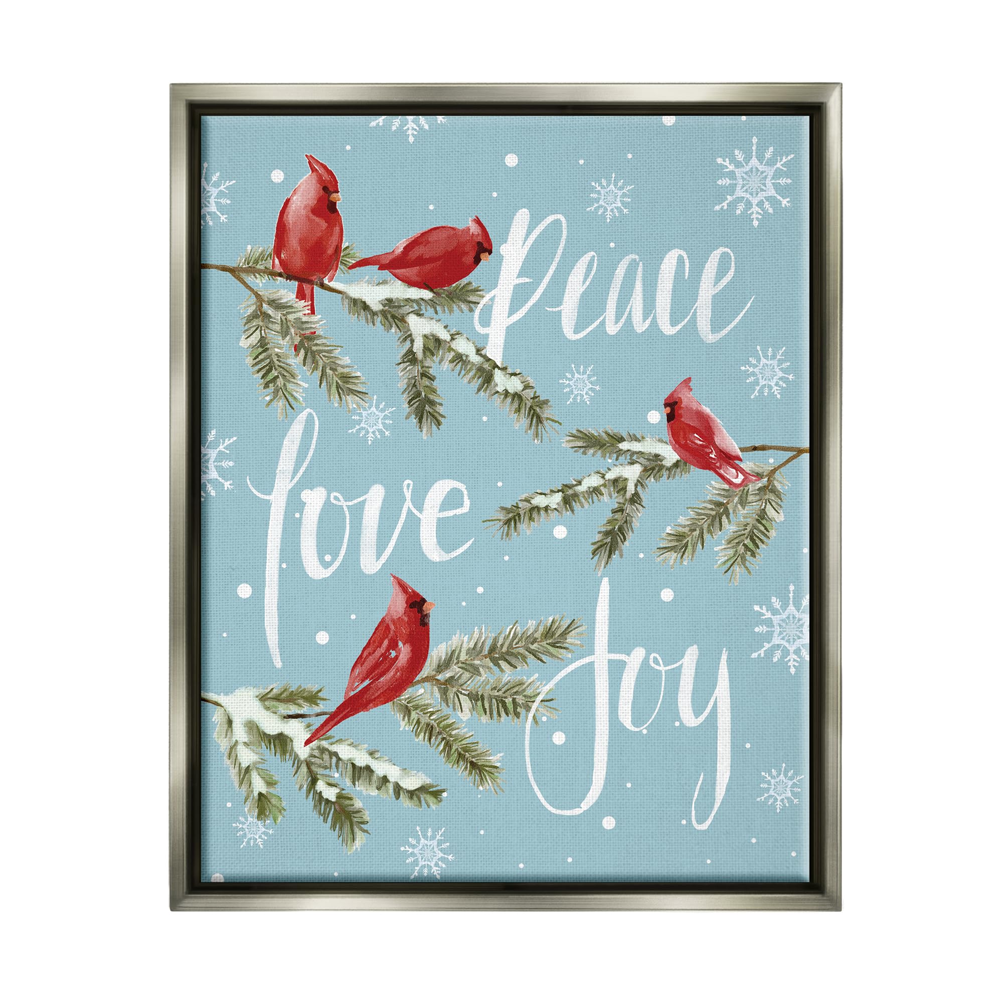 Stupell Industries Winter Cardinals Perched Framed Floater Canvas Wall Art by Dogwood Portfolio