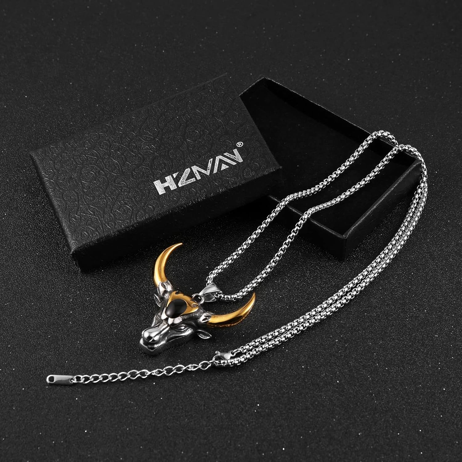 HZMAN Men'S Stainless Steel Pendant Vintage Deer Head Reindeer Necklace 22+2 Iinch Chain（Silver） - Image 6