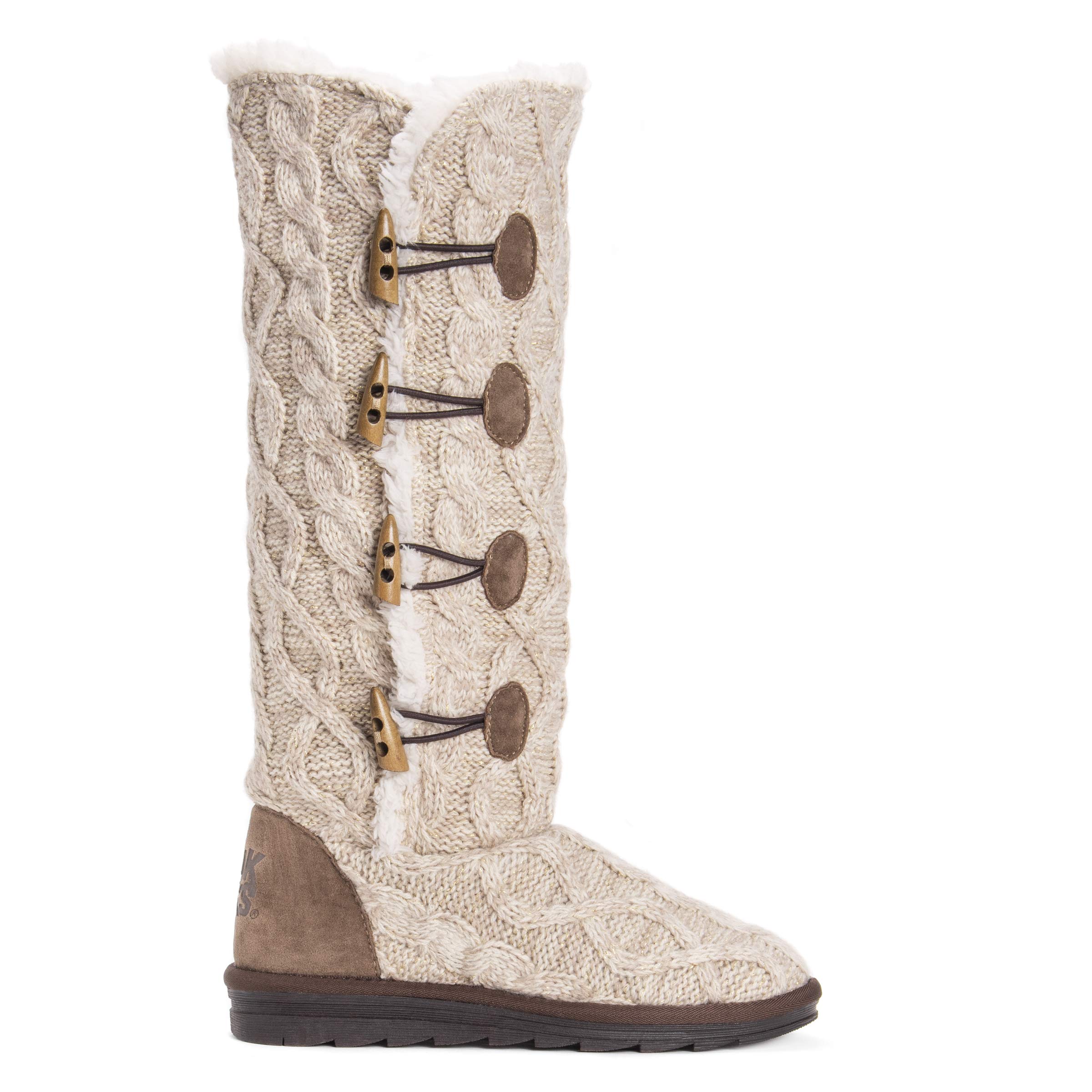 MUK LUKS Women's Felicity Boots Knee High, Beige, 9 UK