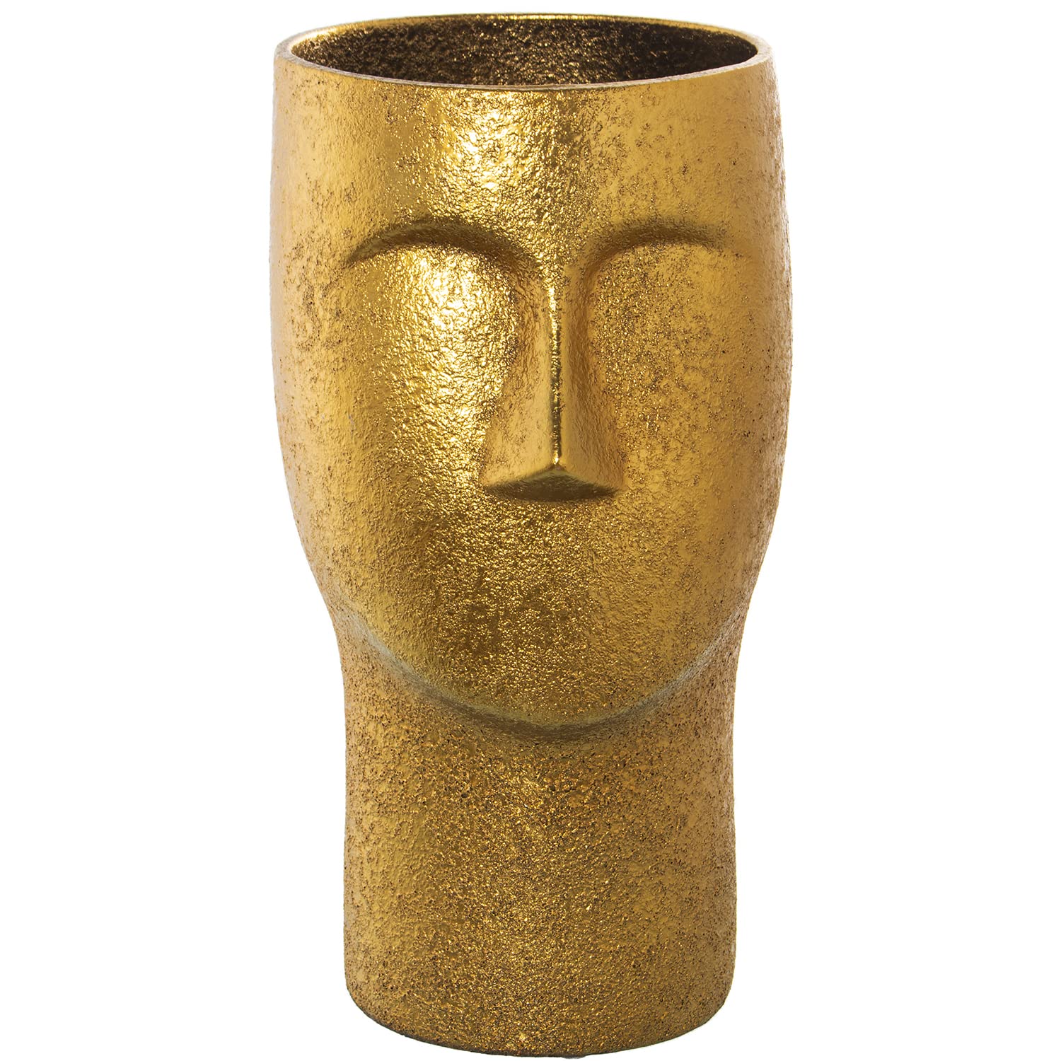 Vase de table avec visage en céramique doré 18x36cm pour sublimer votre buffet de salon