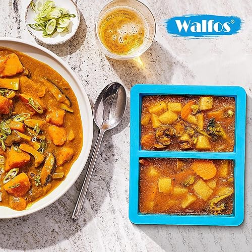 Miniatura 6 de Walfos Recipiente de silicona para congelador de sopa, bandeja de cubo para congelador de sopa de 1 taza con tapa que evita el congelador, 3 moldes