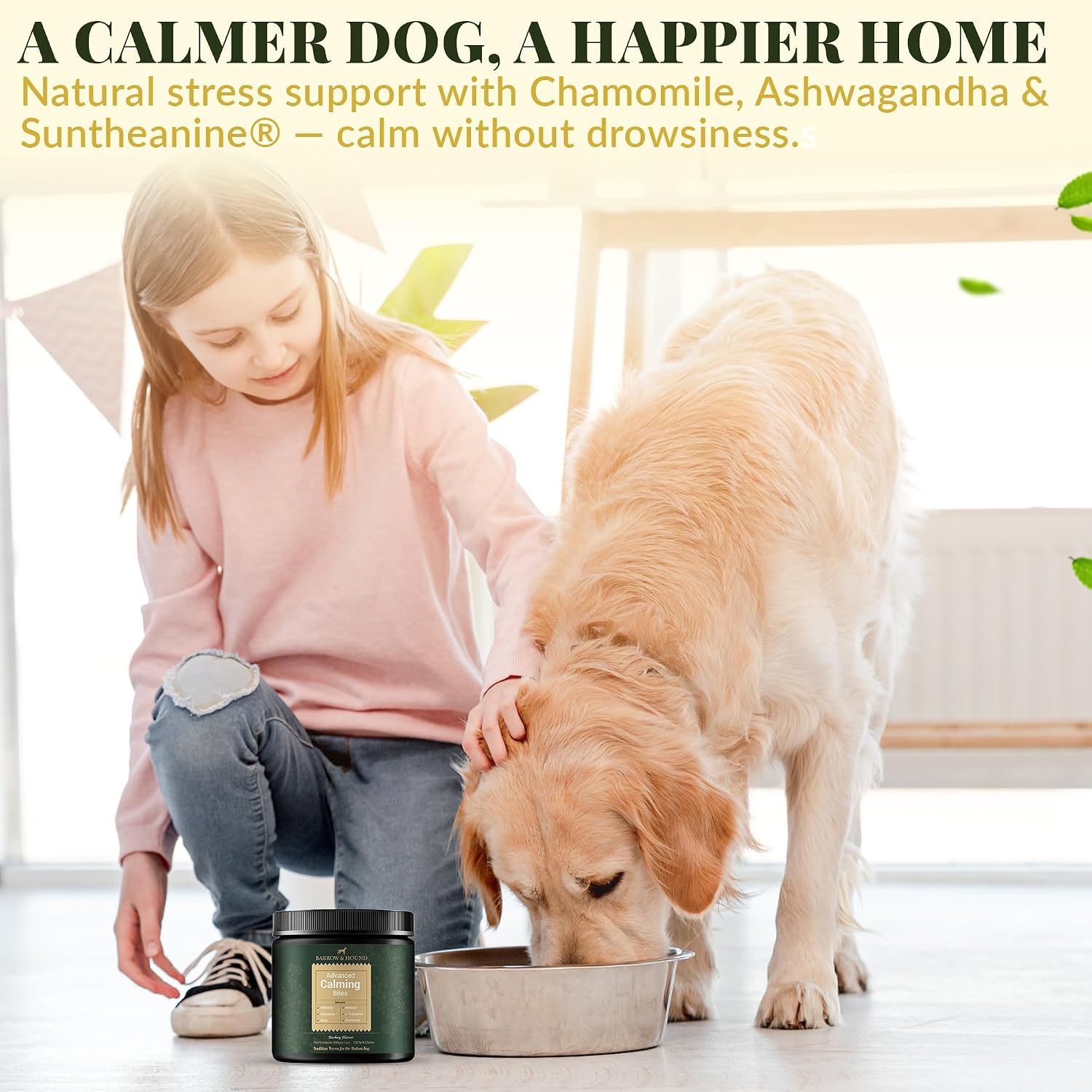 Barrow & Hound – Advanced Calming Chews for Dogs – 120 Soft Chews with Chamomile, Valerian Root, L-Theanine & Melatonin – Turkey Flavor – Supports Relaxation & Composure