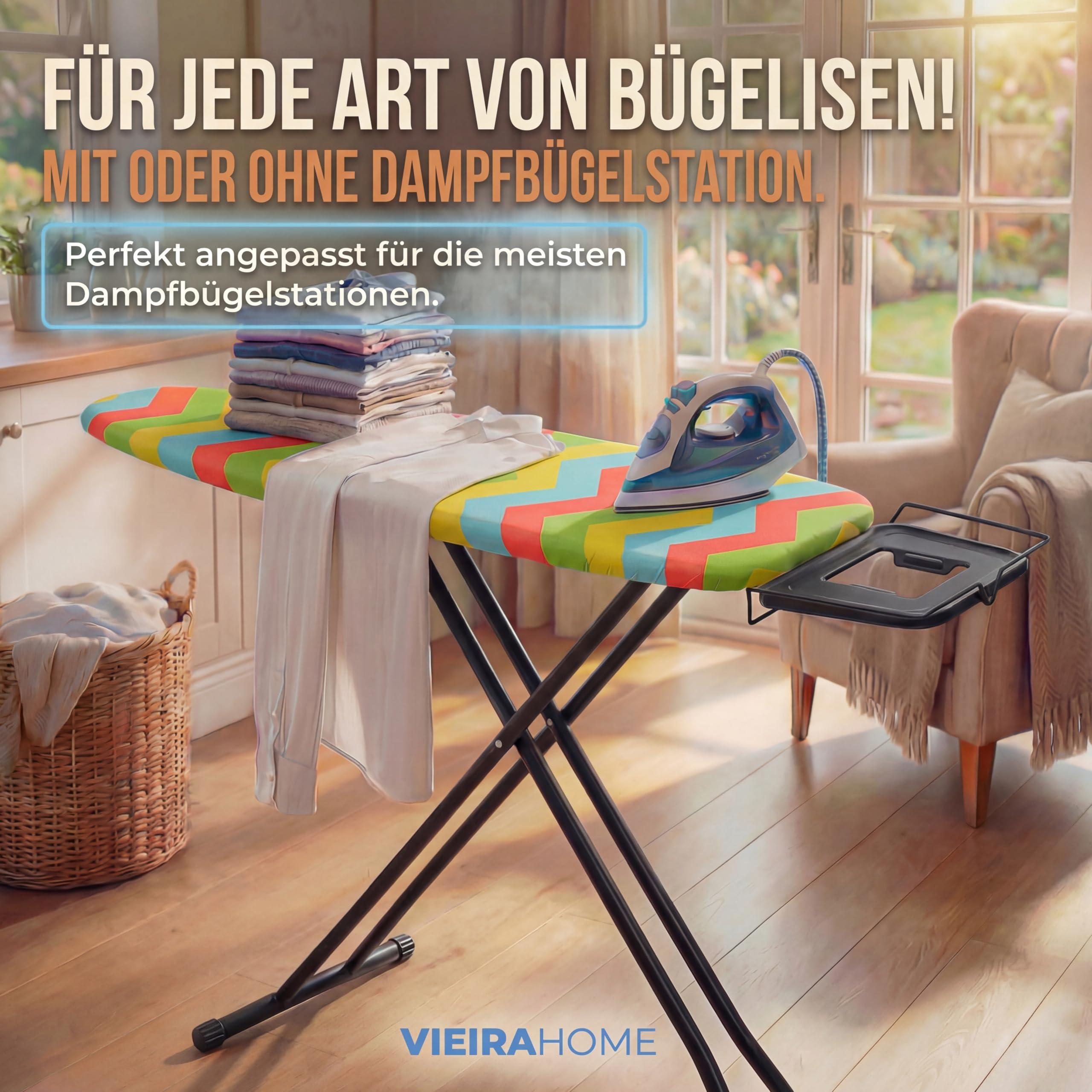 Bügeltisch Dampfbügelstation Bügelbrett klappbares Dampfbügelbrett Stabil Ironing Board - 120x40 cm