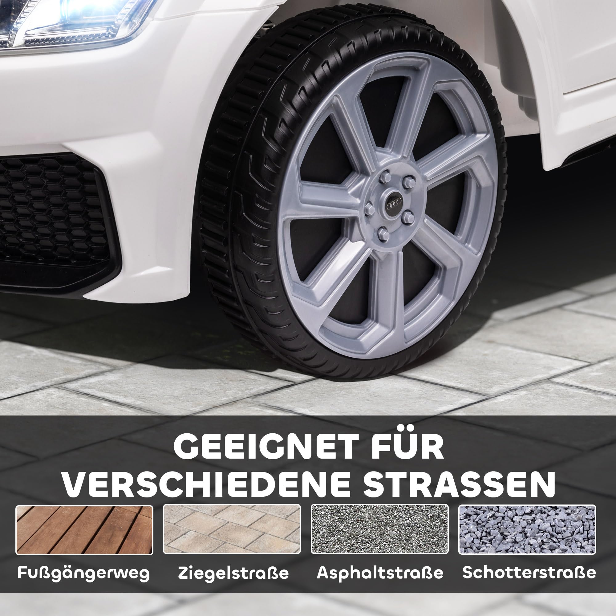 HOMCOM Kinder Elektroauto Audi 12V Kinderauto 2,4 G Fernbedienung Weiß