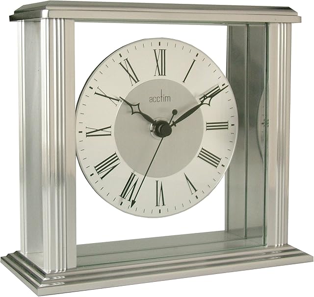 Acctim Mantel Clock, Metal, Silver, 13.7 x 15.5 x 6.8