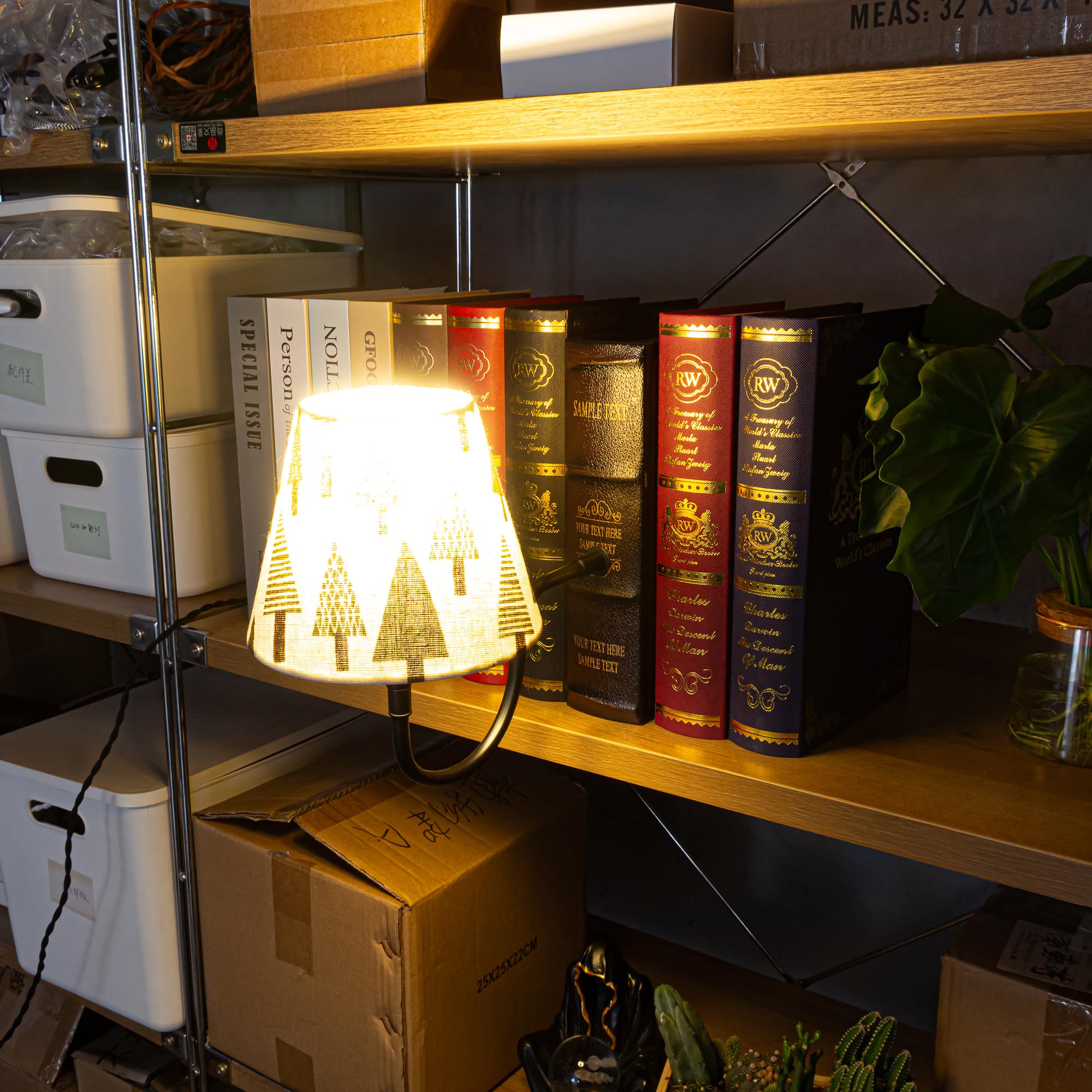 LED Buchlampe mit Fernbedienung, Vintage Dimmbar Nachttischlampe mit Stoffschirm 1xE27-Fassung, Wiederaufladbare Tischlampe Zeitschaltuhr für Nachttisch Beistelltisch -DZ0031