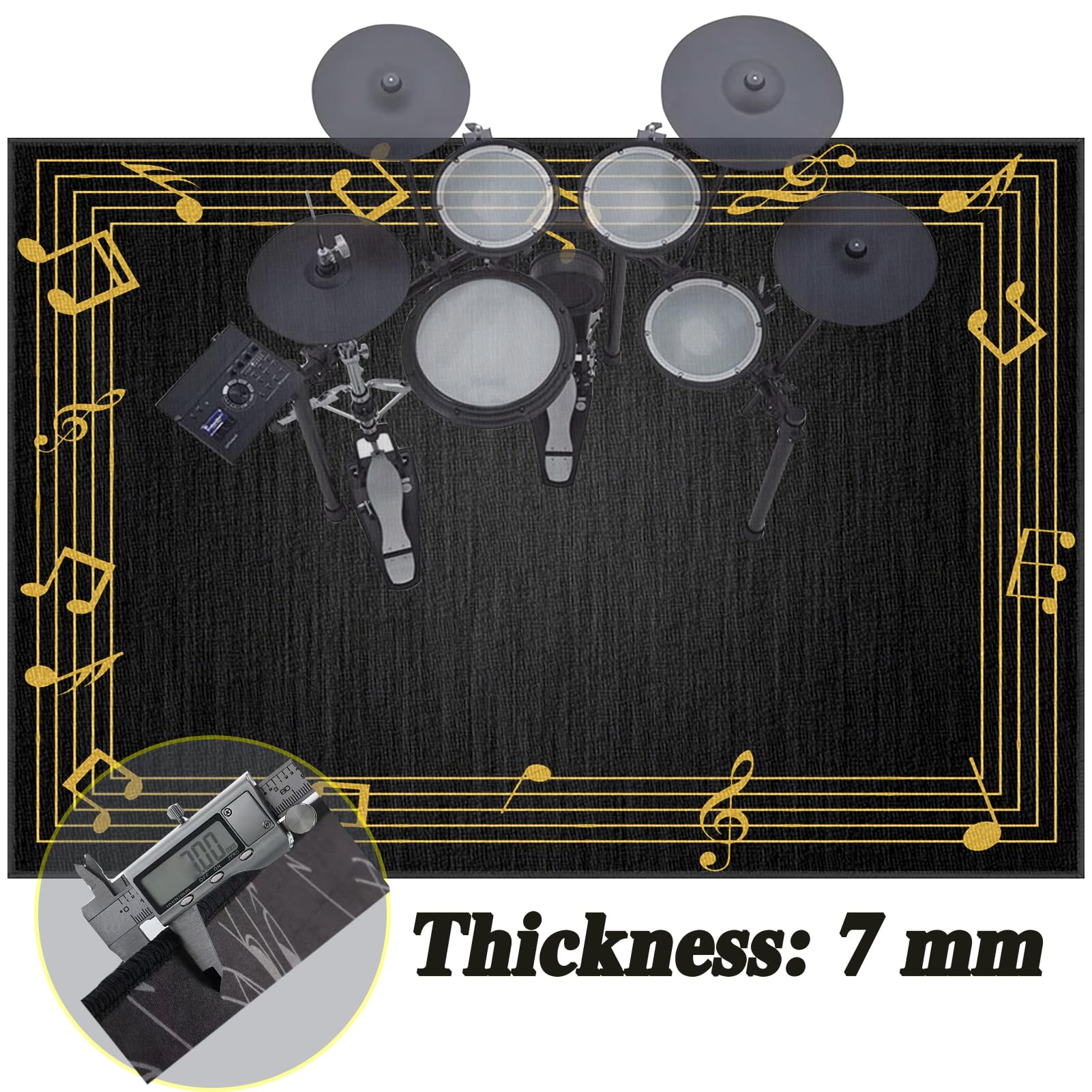 Dywaniki akustyczne Dywan Bateria Bęben Dywan Dźwiękoszczelny Dywan Elektroniczny Bateria Dywaniki Prostokątne do Bombo Pudełko Antypoślizgowa Mata na baterie 140 x 120 cm