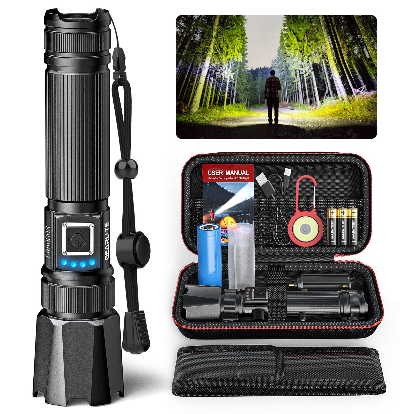 Maglite Taschenlampe GEARLITE Taschenlampe Led Aufladbar, Superhelle ...